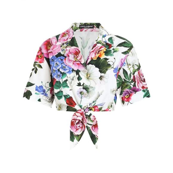 Dolce & Gabbana Women Shirt With Flower Print Bow
